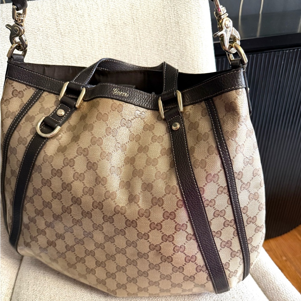 Authentic GUCCI Monogram Medium Abbey tote bag brown monogram supreme canvas - Picture 15 of 16